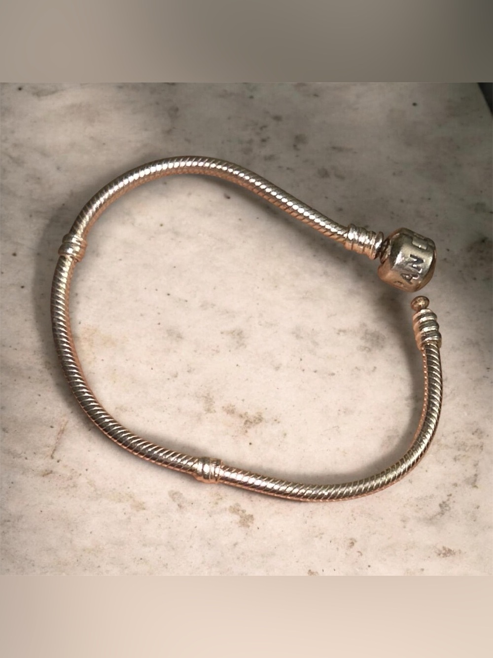 Authentic Pandora Sterling Silver Snake Chain Charm Bracelet - Silver